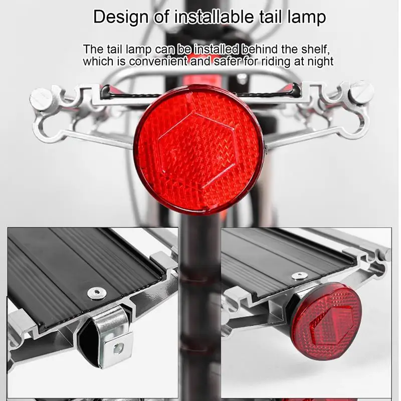 Quick Release Rear Rack Adjustable Bicycle Cargo Rack Alloy Bicycle Carrier Bicycle Luggage Stand Holder With Red Tail Light