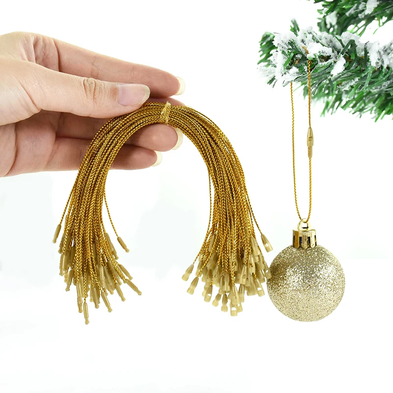 100 pz oro argento Tag String indumento Tag Hanging String plastica cotone corda albero di natale ornamenti a goccia nastro etichetta regalo di