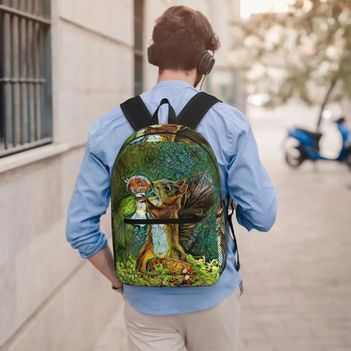 Vintage Squirrel And Mushroom In Forest Backpack Student BookBag Kids School Bag Computer Shoulder Bags for Men Women