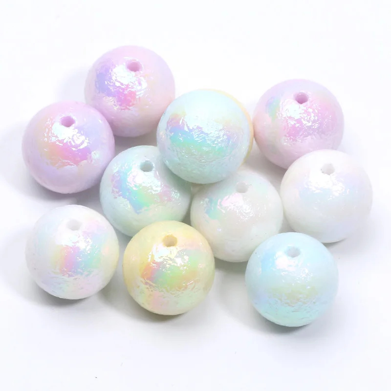 16mm 10pcs Gradient Colorful Wrinkled Beads Round Balls Beads Acrylic Spacer Beads For Jewelry Making DIY Key Chains Accessories