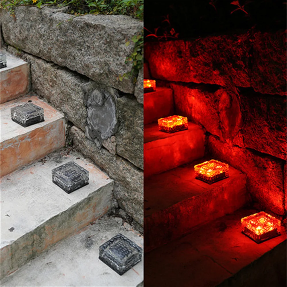 Solar LED Ice Cube Brick Lights, Iluminação impermeável da paisagem, Lâmpada enterrada para o pátio, Decoração do jardim, Luzes ao ar livre