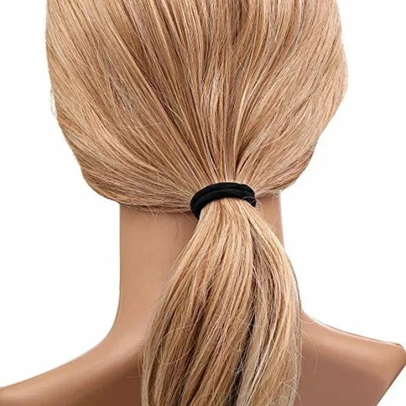 Artificiel astiques en caoutchouc pour cheveux pour femmes et filles, cordes élastiques, bandeau, supports pour queue de cheval, bandes de sauna, chouchous noirs, 3mm,4mm,6mm, 50 pièces