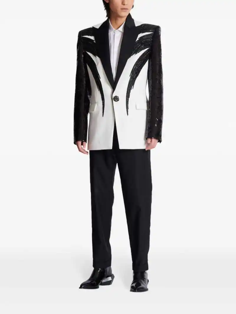 Fashion Mens Suits 2 Pieces Jacket Pants Peaked Lapel Single Breasted Rhinestones Beading Special Occasion Party Customized view 2