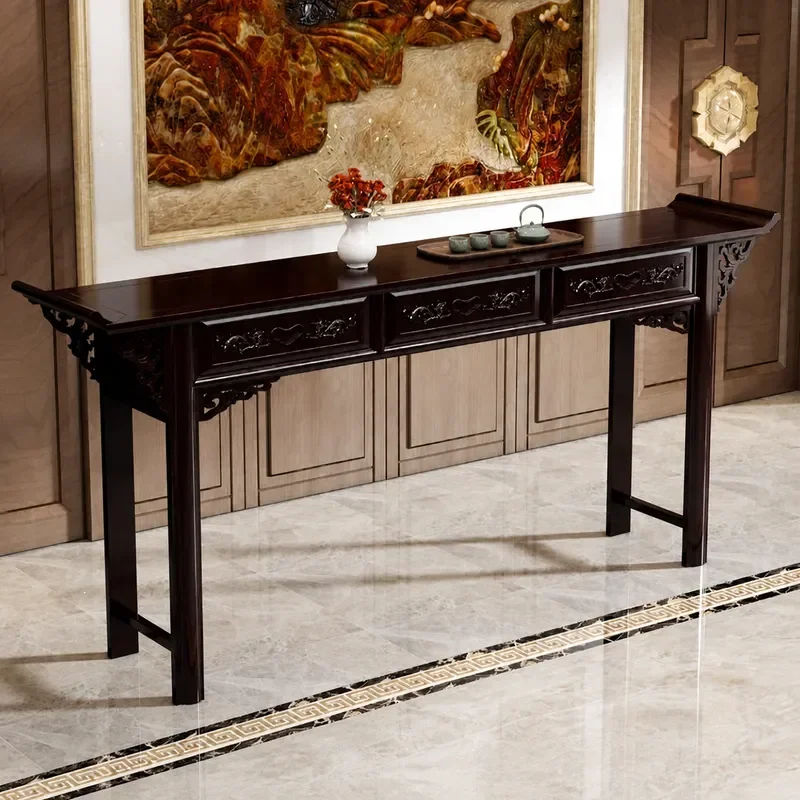 New Chinese Style Solid Wood Entrance Table Incense Burner Stand Antique Rural Living Room Household Shentai Console Display