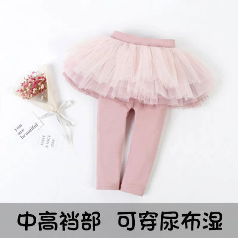 2 3 4 5 6thn Legging Putri Bayi Perempuan dengan Celana Rok Tutu Kue Celana Kulot Anak Kain Perca Jaring Musim Semi Musim Gugur Pakaian Anak Kecil