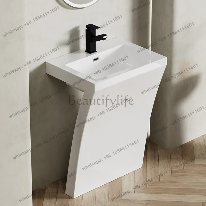 Creative column basin integrated molding artificial stone art floor type washbasin