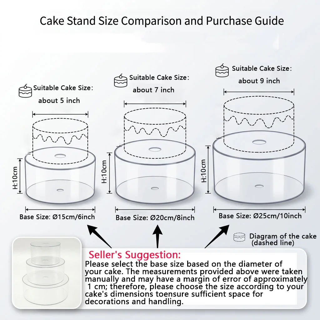Fillable Acrylic Cake Stand Clear Tier Display Holder Heavy Duty Cylinder Wedding Cake Separator for Party Dessert Table Decor