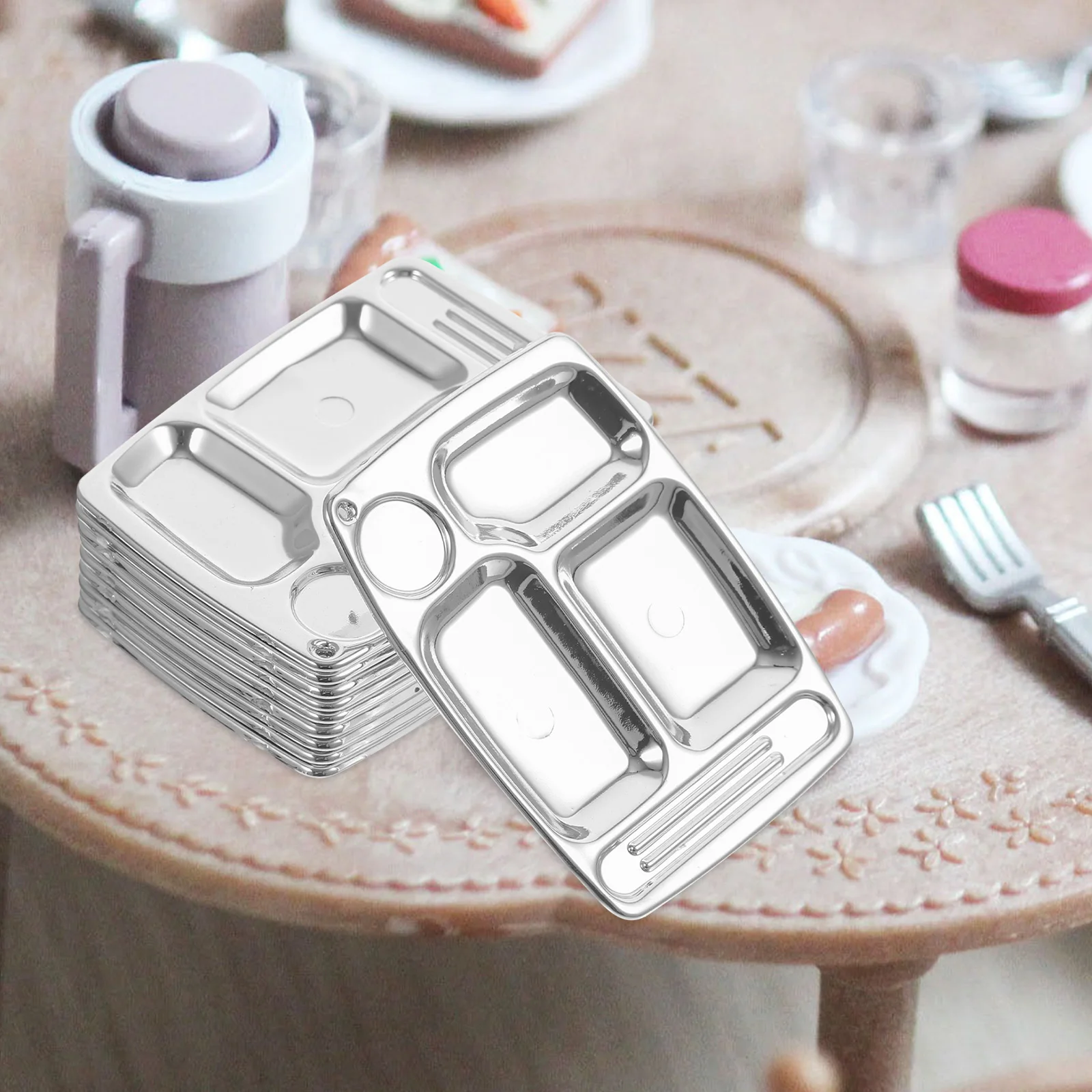 

10 Pcs Dinner Plates Desktop Miniature Food Delicate Kitchen Prop House Accessory Decor Toy