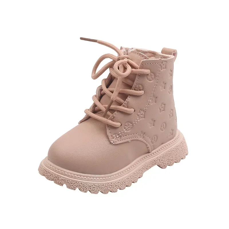 Girls Boots Autumn Winter Plush Children Boots Boys Girls Shoes Fashion Brand Soft Leather Warm Kids Boots