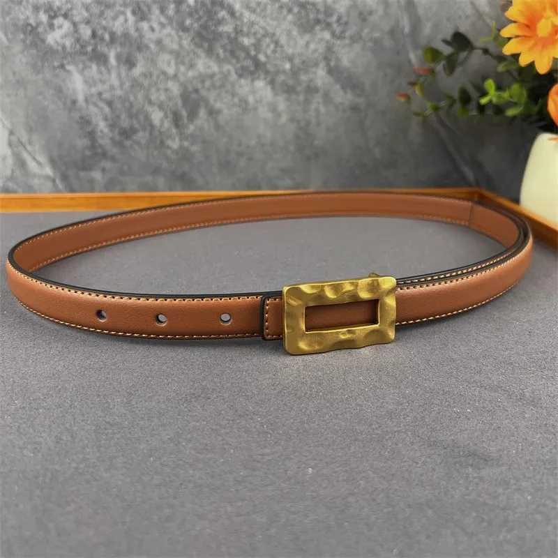 เข็มขัดหนังแท้ทรงคอร์เซ็ทสำหรับผู้หญิง หัวเข็มขัดสี่เหลี่ยมสีทอง  รุ่น J1658 ใช้ตกแต่งชุดเดรสหรือคาดเอว