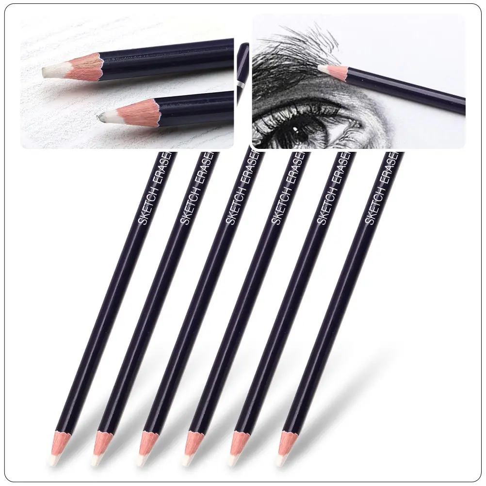 

Набор из 6 ластиков-карандашей для выделения текста, резиновые ластики-ручки для школьных и художественных проектов, рисования, эскизов, принадлежности для студентов-художников