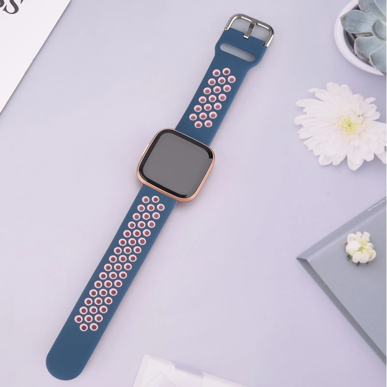 Double Color Silicone Strap For Fitbit Versa 2 Versa 1 Band Watchband Buckle Breatheable Bracelet For Fitbit Versa Lite Correa