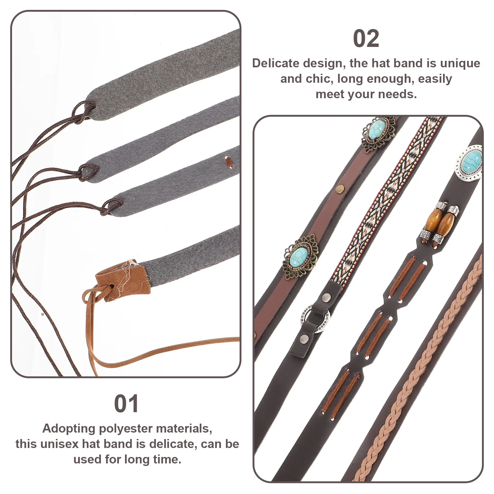 

4Pcs Decorative Hat Bands Polyester Straw Hat Strap Beach Cap Band DIY for Women Wide Brim Hats Beach Cap Band