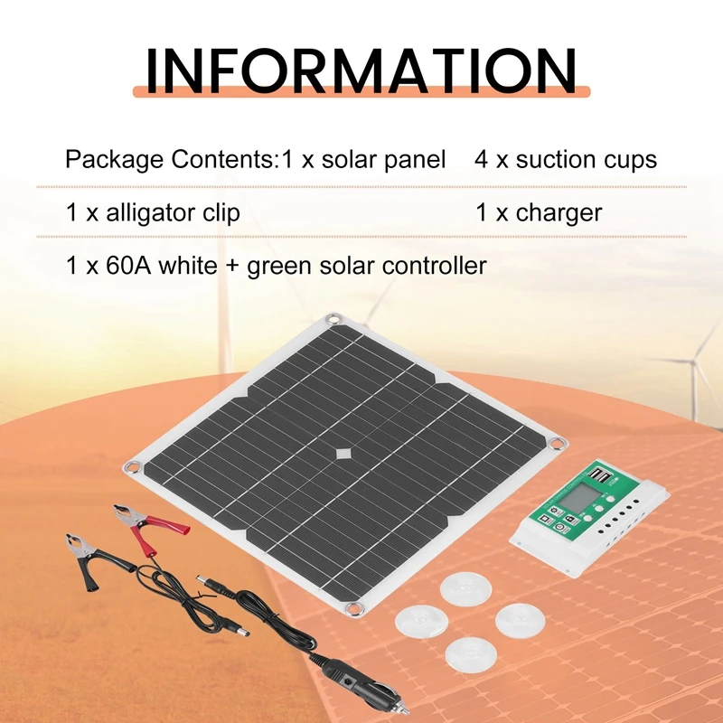 New 12W Solar Panel Kit 60A 12V Battery Charger With Controller Caravan Boat