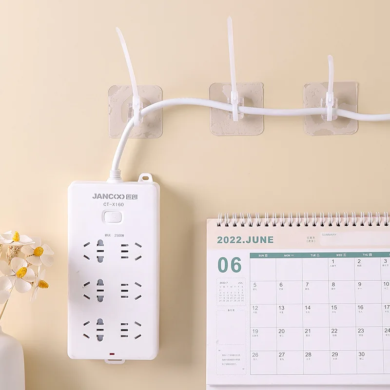 

5PCS Buckle Wall-Mounted Seamless Hook Sticker Strong Pipe Tie Transparent Hook Patch Accessories Punch-Free Holder