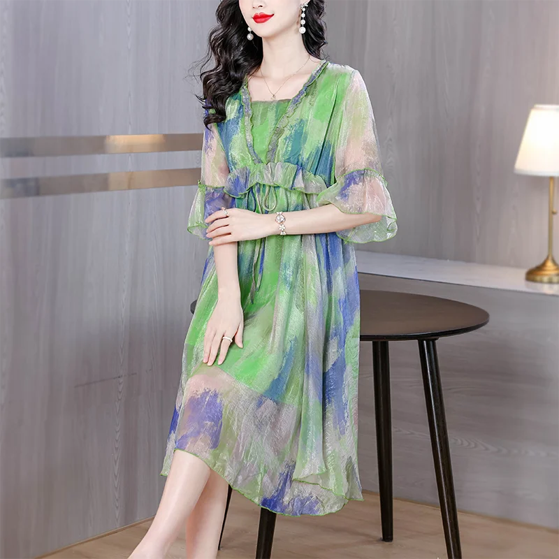 فستان بوهو ميدي فاخر مزين بالترتر لعام 2025 فساتين أنيقة غير رسمية للحفلات الليلية الصيفية للنساء من الشيفون فساتين ضيقة للشاطئ #2