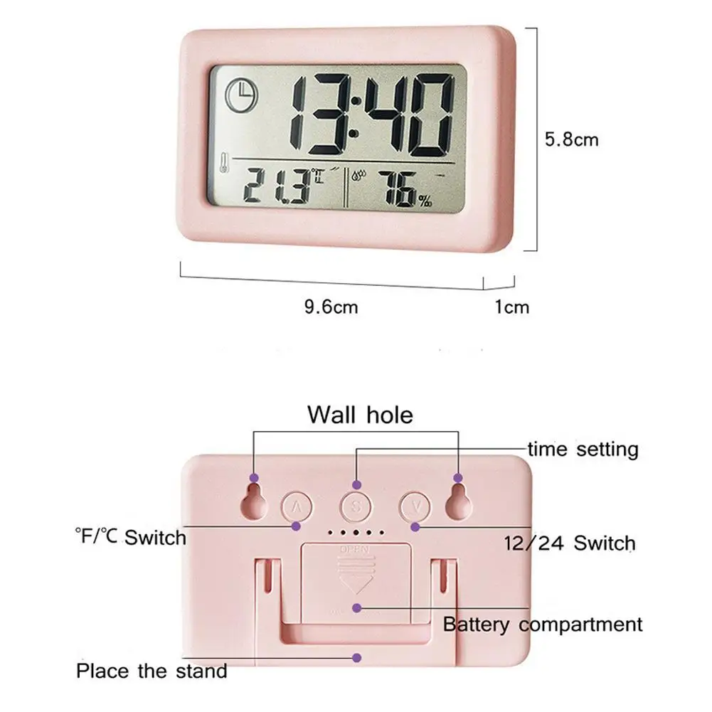 Digital Clock Thermometer Hygrometer Meter Led Indoor Electronic Humidity Monitor Clock Desktop Table Clocks For Home J6w7 K3J8