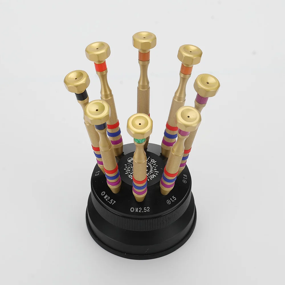 3T New Product High Quality Screwdrivers Set With Rotating Tool Stand Brass Shank HSS Screwdriver Blades