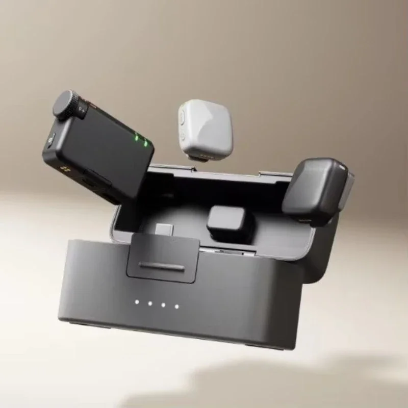 

Mini Wireless Microphone Single Hand Drag Double Clamp Collar Plastic Material C-Type Connector for Live Interview Vlog