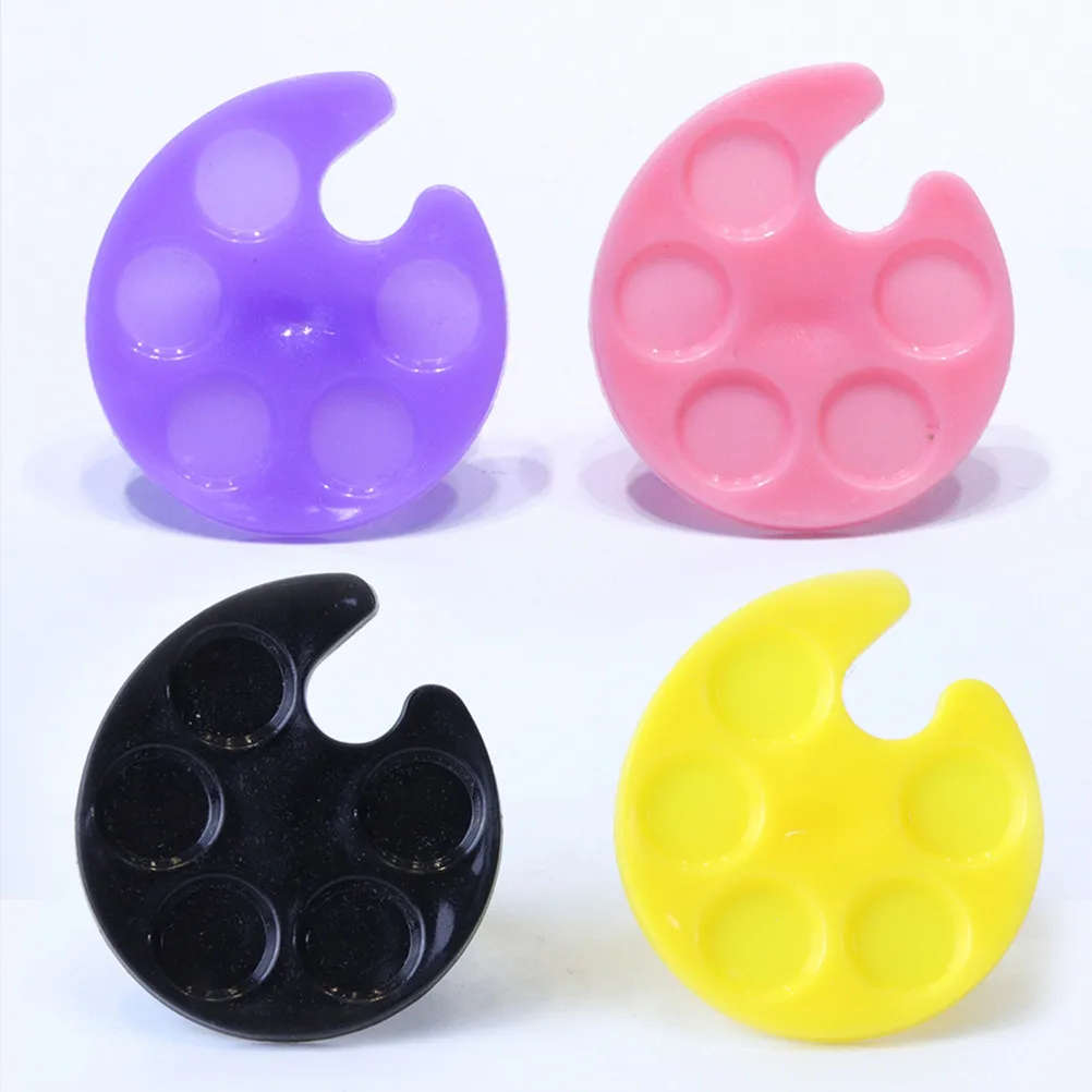 Nail Art Palette Ring Set Mini Color Mixing Tray with Nail Pen for Manicure Halloween Christmas New Year