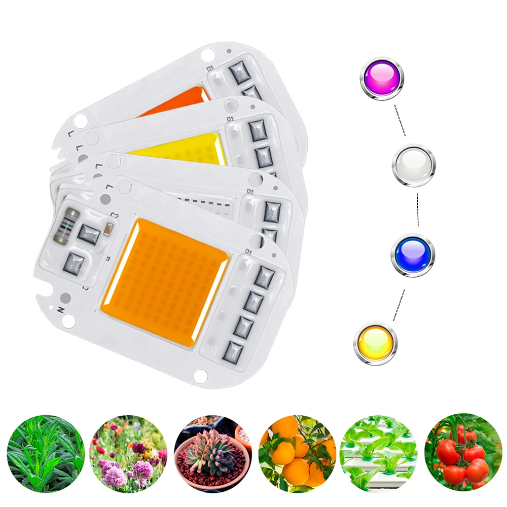 LED COB lamp Bead Driverless AC 220V 20W 30W 50W LED Grow DOB Chip For Indoor Plant Seedling Grow Lighting Flood light Led Bulb