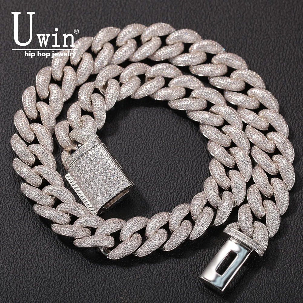 

Uwin 17mm Miami Link Rhinestone Cuban Chain Full Iced Out Punk Bling Charm Hip Hop Jewelry Statement Necklace