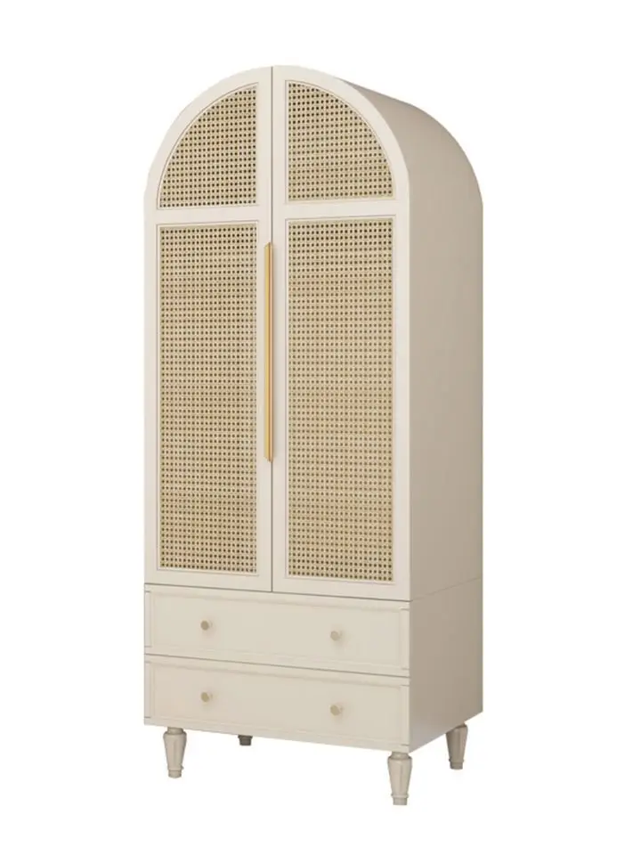 

Retro wardrobe ash wood old rattan storage locker B & B multi-functional arch