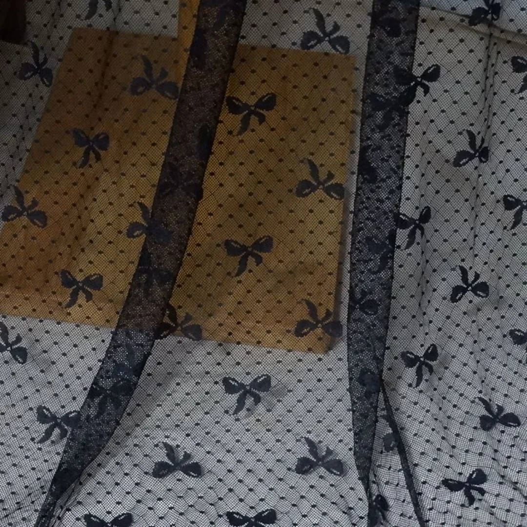 1 Yard Lebar 59.05 Kain Renda Lembut, Renda Bordir Pita Hitam/Gading, Kain Renda untuk Kerudung Pengantin, Kain untuk Gaun DIY