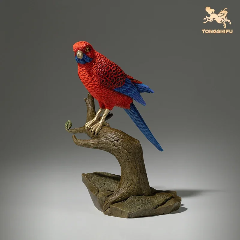 Copper Handicrafts Animal Figurine Rose Parrot Statue Brass Animal Sculptures Birds Collection Office Home Room Decoration Gifts