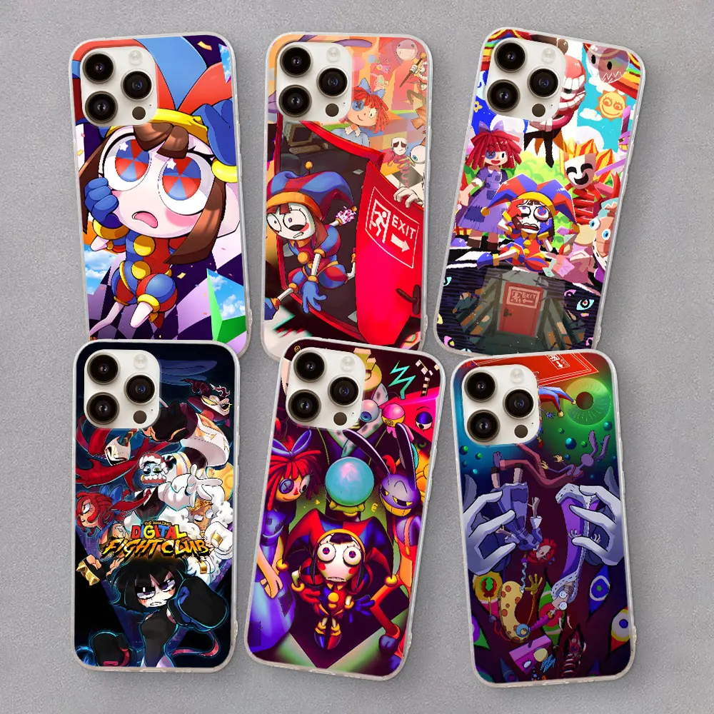 Pomni Amazing Digital Circus Case for iPhone 11 12 13 Mini 14 Plus 15 Pro Max X XS 7 8 XR Silicone Transparent Soft Phone Cover