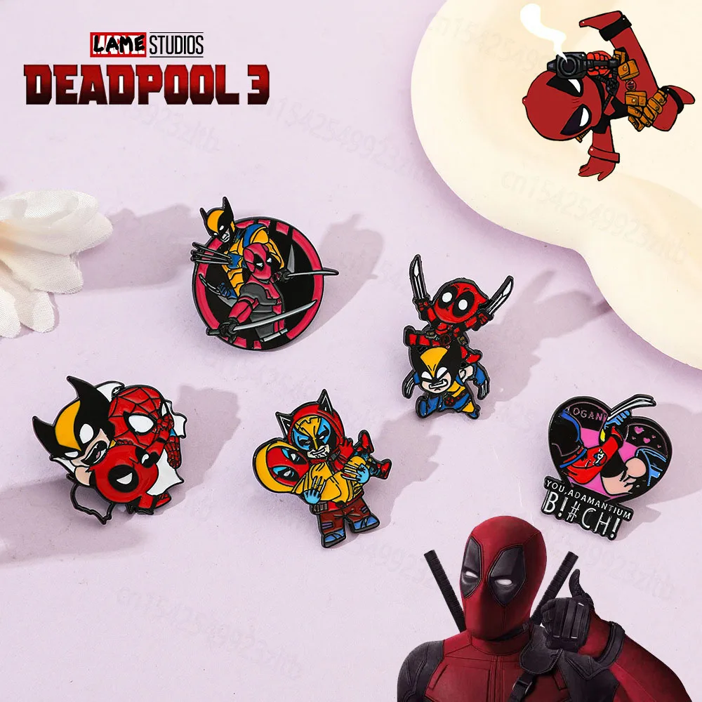 Disney Cartoon Deadpool & Wolverine Brooch Funny Metal Pins Badges drop oil alloy Accessories Anime Pin Jewelry Gifts