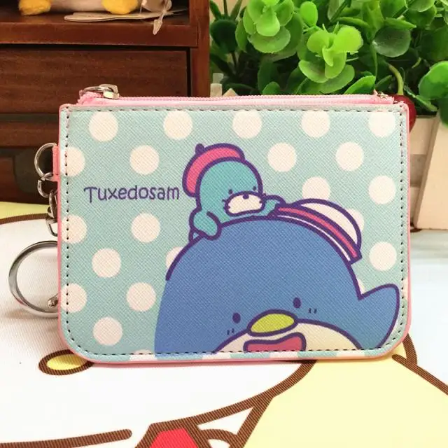 Tuxedosam Penguin ID Card Holder Case Leather Cute Coin Purse Wallet Storage Bag Women Bag Keychain