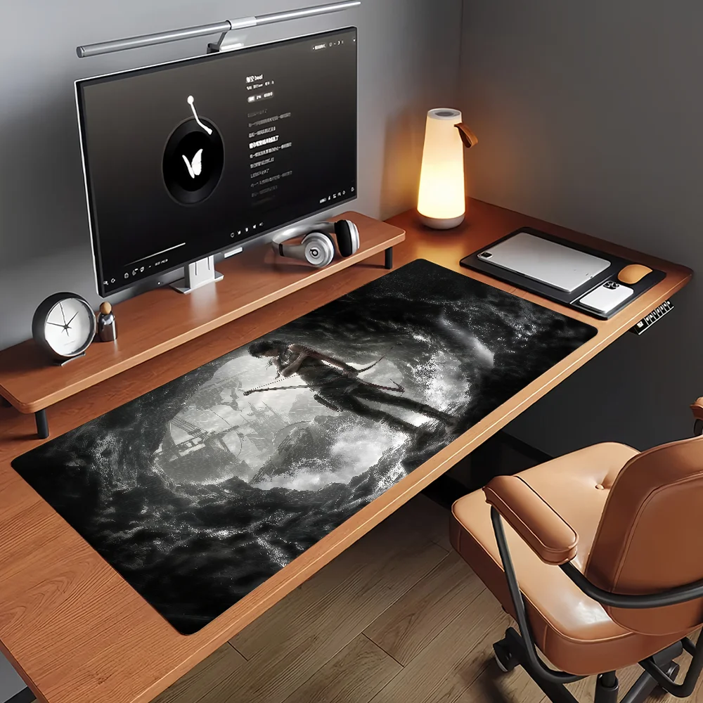 T-TombS R-RaiderS Mouse Pad Non-slip Locking Edge DeskMat PC Laptop Accessories Rubber Office Keyboard Game Carpet 350x900x3mm