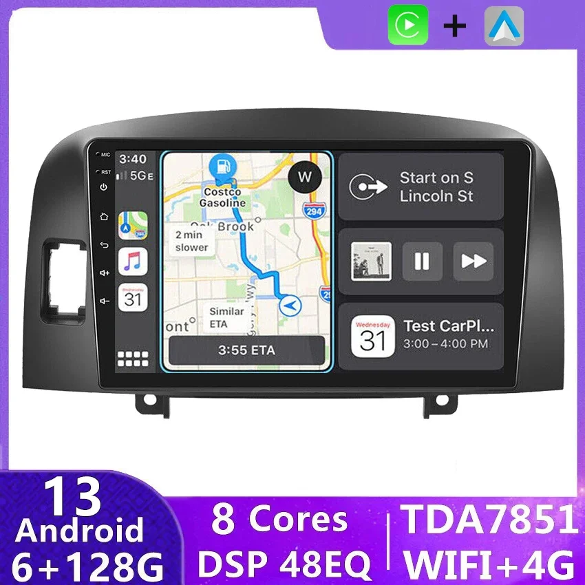 

4G+64G Android 13.0 Car radio Multimedia Player for Hyundai SONATA NF 2004-2007 2008 4GLTE car play DSP RDS WIFI SWC