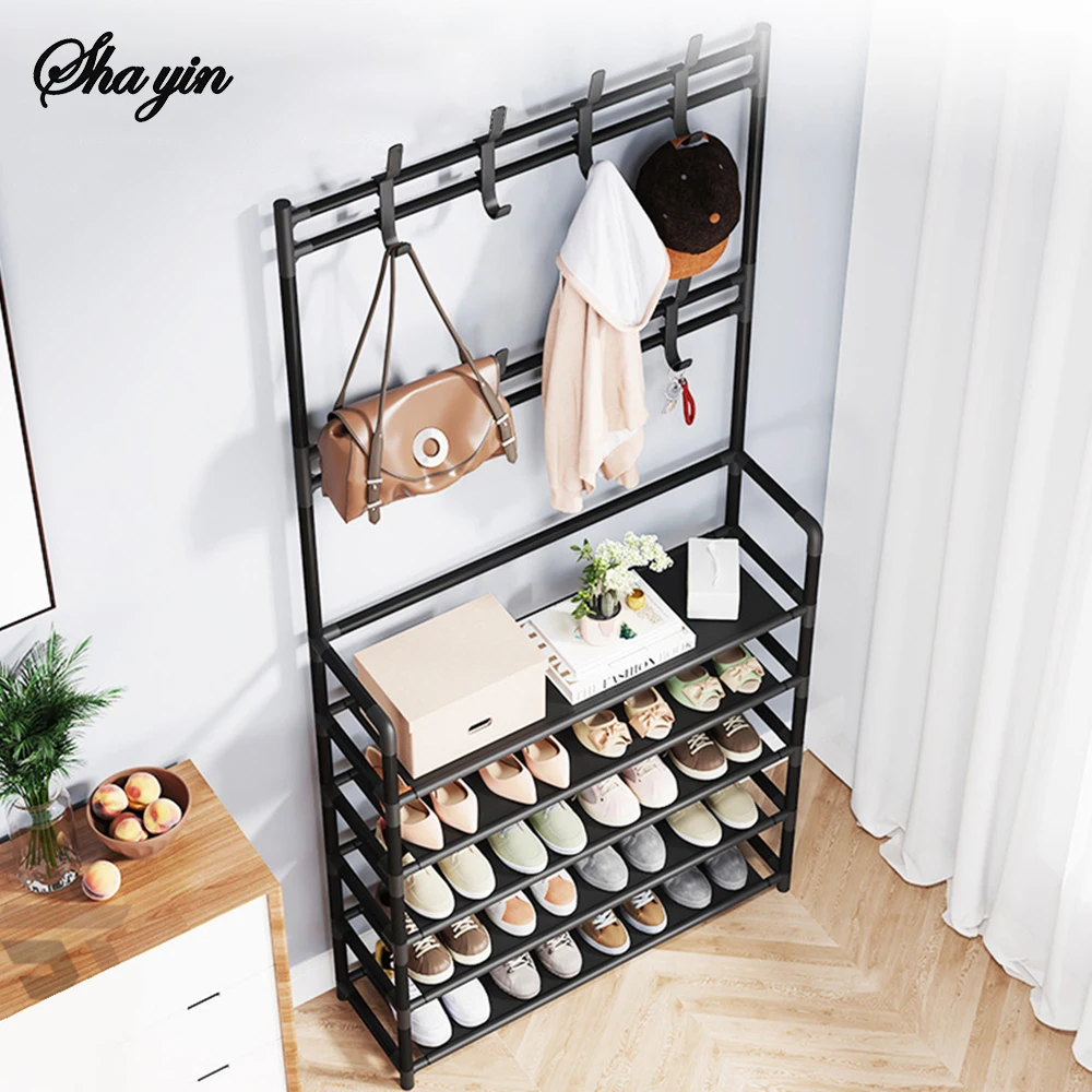 منظم رف الأحذية الجديد متعدد الوظائف - رف تخزين قائم على الأرض للأحذية والقبعات والحقائب وإكسسوارات الملابس #6