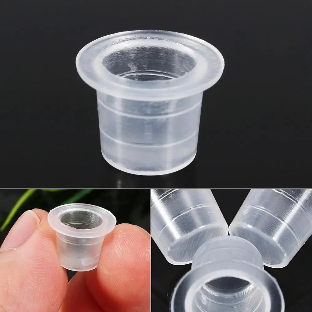 100Pcs Tattoo Plastic Tattoo Ink Cups 8/13/15mm Permanent Makeup Disposable Clear Plastic Pigment Container Cap Tattoo Accessory