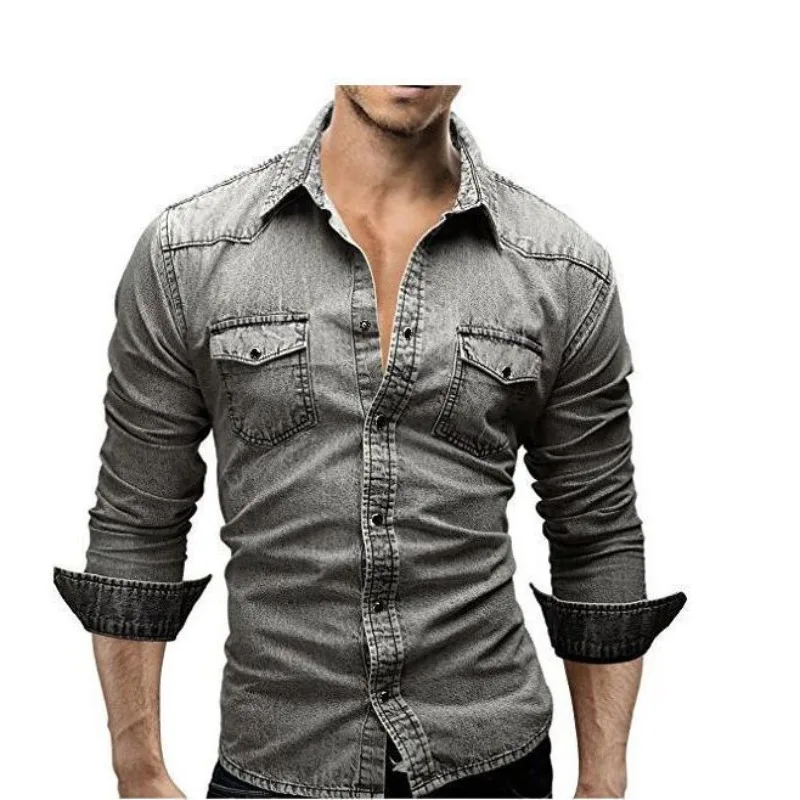 New Men Long-sleeved Shirt Casual Men Denim Shirt