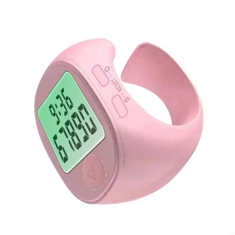 Y4UE Portable Finger Rings Tally Counter con orologio integrato Display a 5 cifre per esercizi spirituali e rituale quotidiano