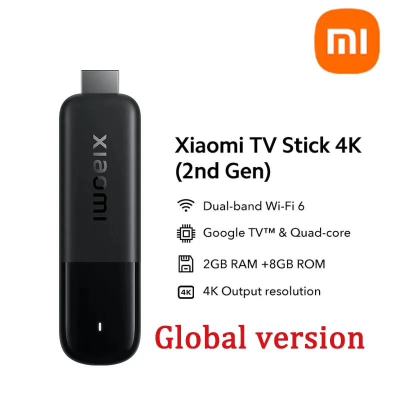 Xiaomi TV Stick 4K (2nd Gen) 4K Google TV 360° Bluetooth voice decoding Dolby Vision® & HDR10+ Dual-band Wi-Fi 6