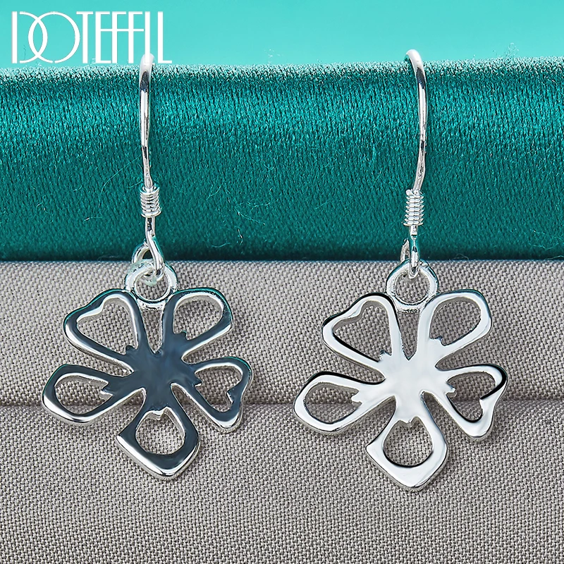 

DOTEFFIL 925 Sterling Silver Flower Drop Earrings For Woman Wedding Engagement Fashion Party Charm Jewelry