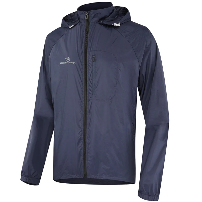QUESHARK mężczyźni wiatroszczelna wodoodporna ultralekka kurtka rowerowa rower MTB z długim rękawem wiatrówka z odpinanym kapturem Bike Coat Jersey