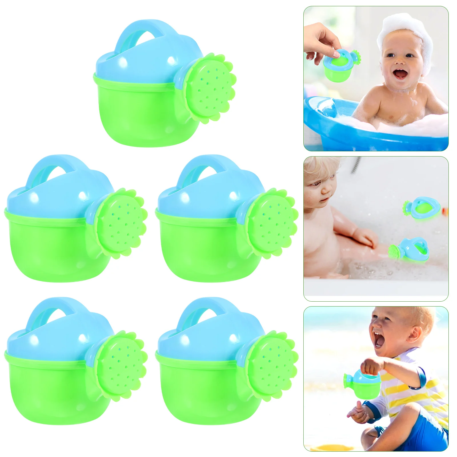Tetera de baño para niños, juguete de Color brillante con forma de dibujos animados, regalo divertido, juguete educativo para bebés, regadera para niños, hervidor de plástico pequeño, 5 uds.