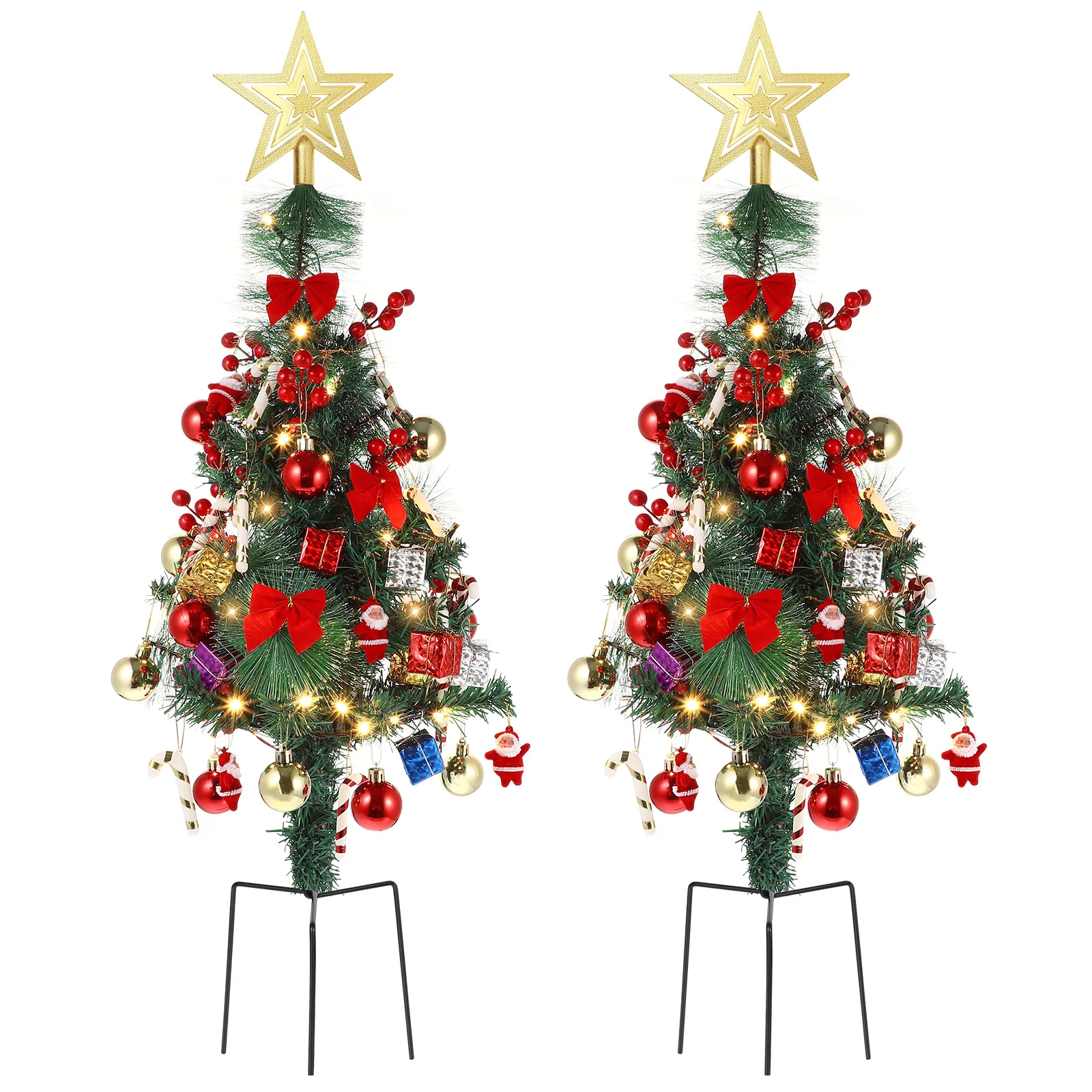 

Christmas Tree PVC Artificial Xmas Decorations Outdoor Garden Light Green Hanging naments Quality Metal Stand Various