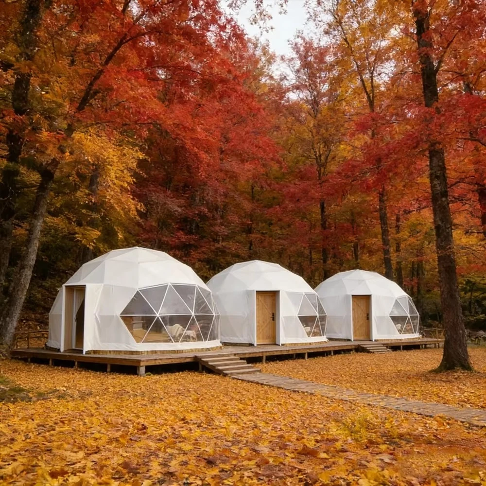Tents Luxury Double-Layer PVC Canvas Insulated Sauna Igloo Dome Tent With Bathroom for 2-4 People in Winter