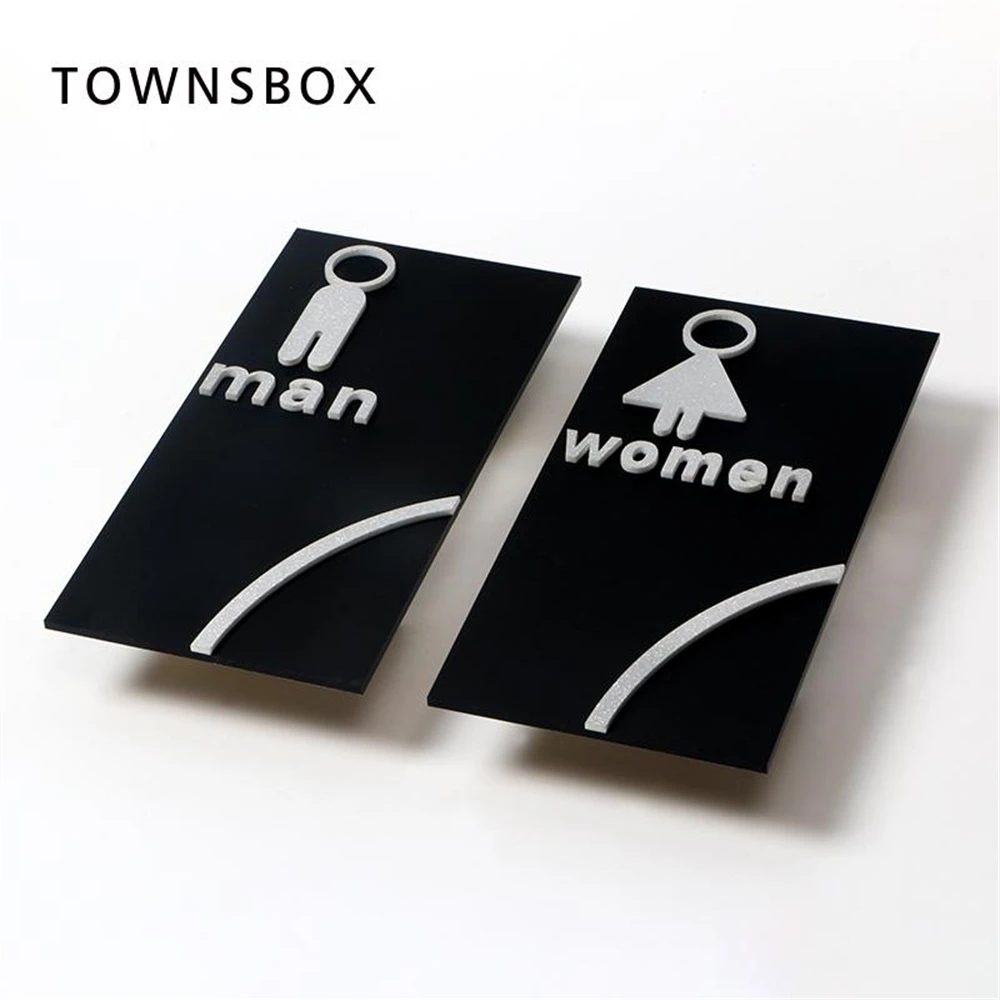 Floating 3d Wall Toilet Sign Board Toilet Sign Door Men Women Wash Room Wc Indicator Guide Plate Wall Mounted Signage Acrylic