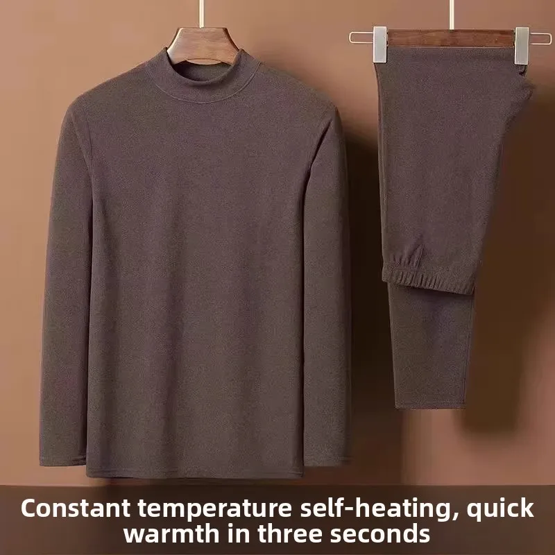 

Мужская теплая осенняя одежда с подогревом, длинная футболка и длинные брюки све, комплект, облегающая зимняя модная молодежная одежда с высоким воротником