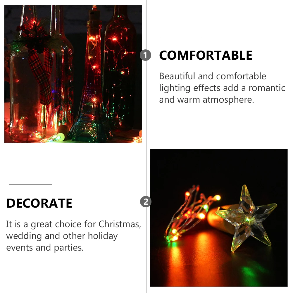 

2 Pcs Bottle Cork String Lights DIY Decoration Star Shaped Fairy for Bottles Daily Life Led Usb Plastic