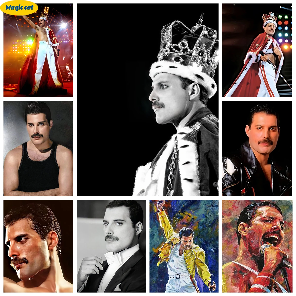 

F-Freddie Mercury 5D Diamond Painting Rock Singer Portrait Diy Diamond Embroidery Cross Stitch Star Poster Hand Home Wall Decor