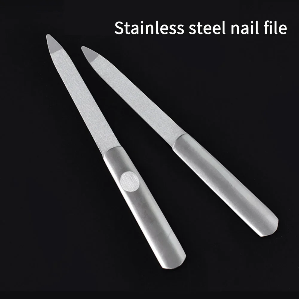 3/4 個爪やすりステンレス鋼プロフェッショナルデュアルヘッドサンドペーパー研磨光沢のある爪強化ツール指の爪ケア