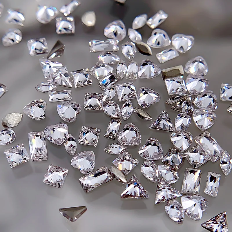 100PCS Shiny Zircon Nail Charms Mini Rhombus Nail Gems Flatback Nail Art Diamonds Craft Rhinestones Decorations Manicure